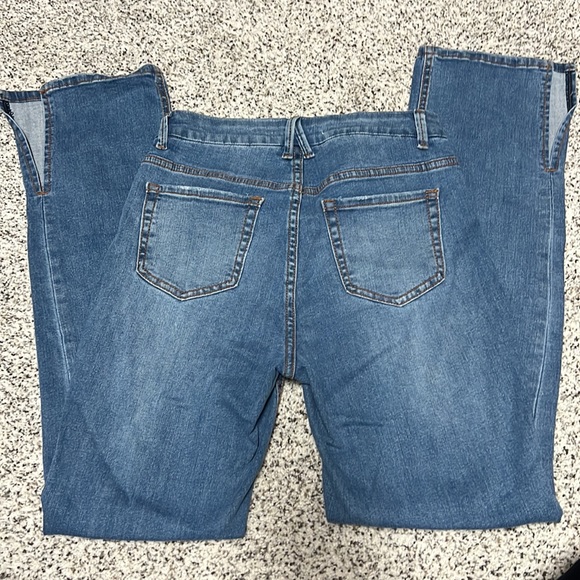 Worn 1x perfect condition HMS sz 7 blue denim high waist slit straight leg jeans - Picture 6 of 6